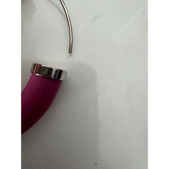 NWT Max Mara SportMax Fuchsia Pink Hoop Earrings 2" $325 - Picture 5 of 6